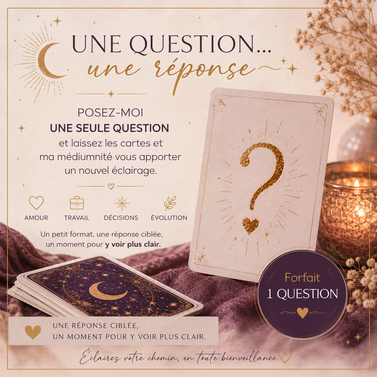 VOYANCE 1 QUESTION    (séance en visio 10/15 mn)